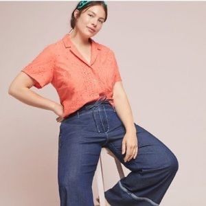 Embroidered Anthropologie Eyelet Boxy Top